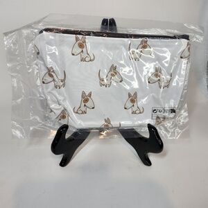 White Dog Print Pouch